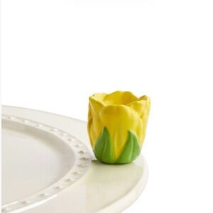 Nora Fleming Mini A180 "Tiptoe Thru 'Em"  Yellow Tulip toothpick holder spring